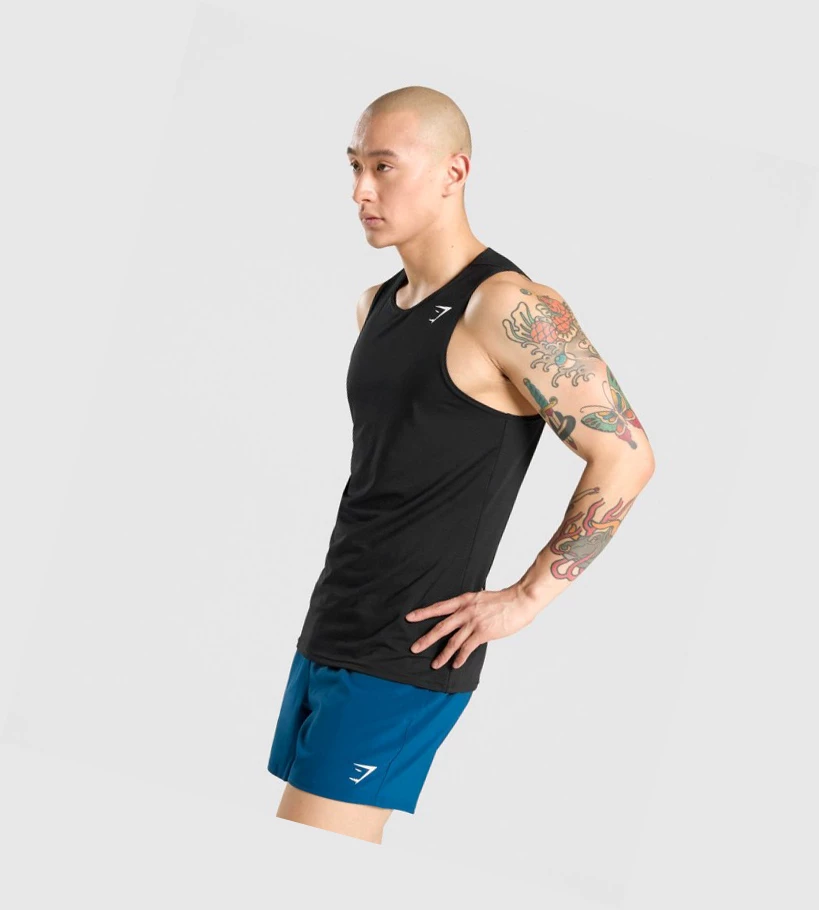 Gymshark Arrival Singlet Herre Svarte | ZIOWHT031