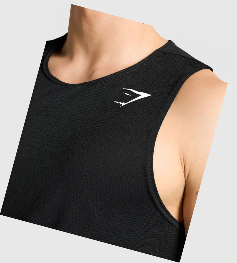 Gymshark Arrival Singlet Herre Svarte | ZIOWHT031