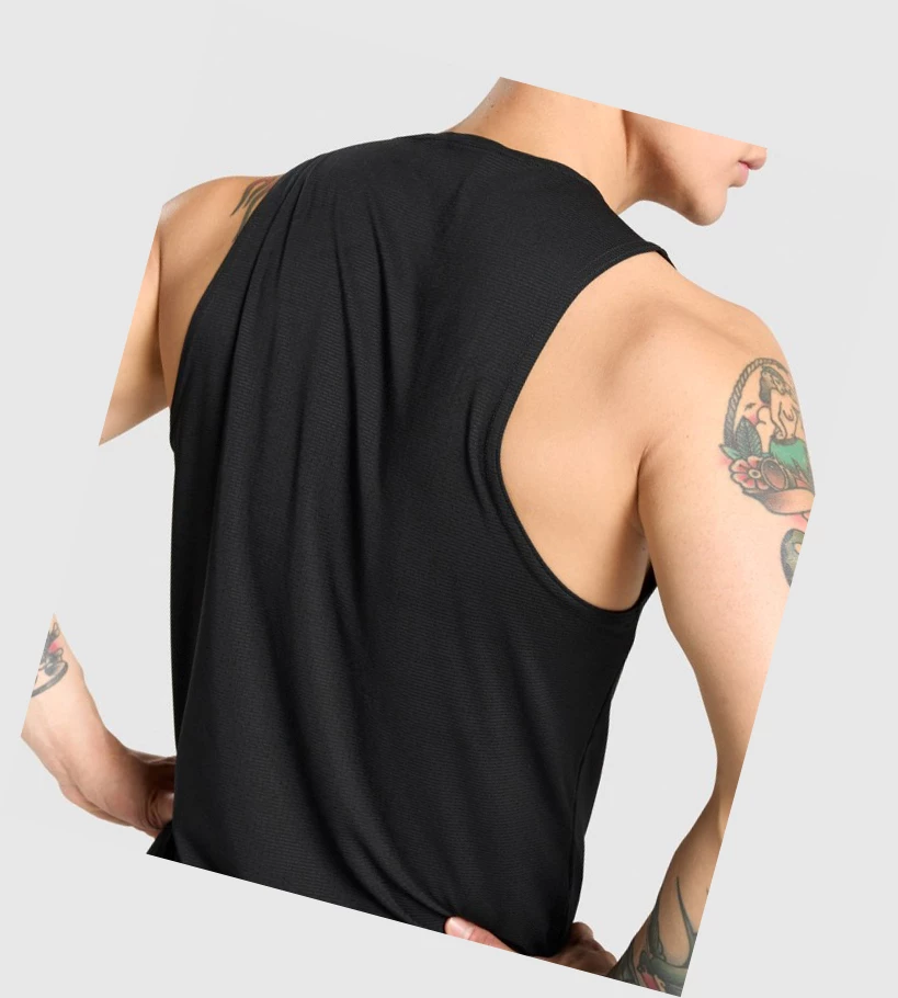 Gymshark Arrival Singlet Herre Svarte | ZIOWHT031