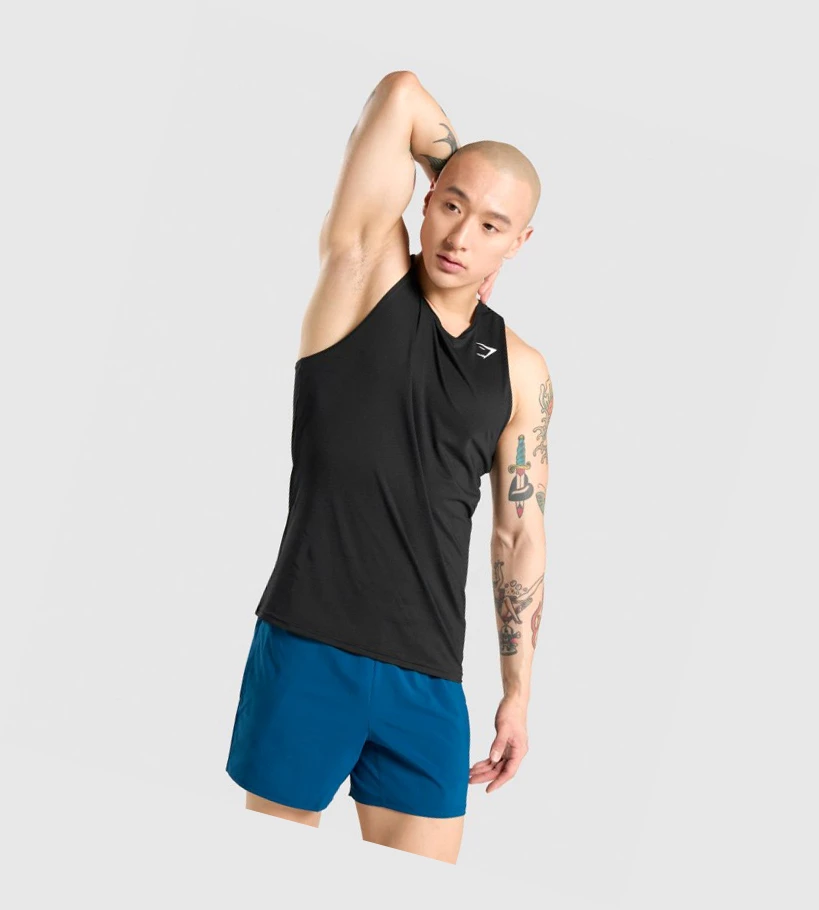 Gymshark Arrival Singlet Herre Svarte | ZIOWHT031