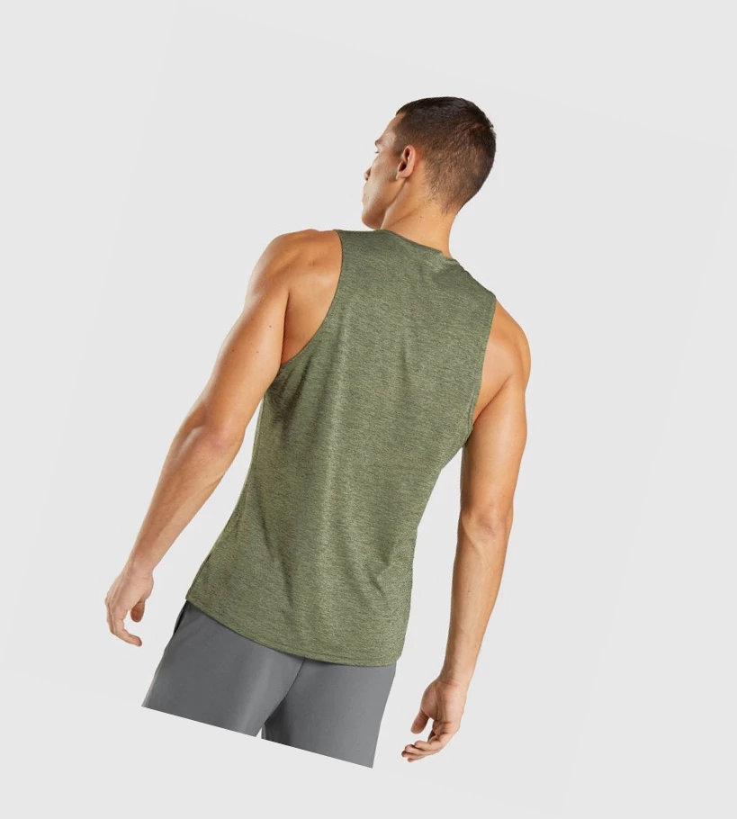 Gymshark Arrival Slim Marl Singlet Herre Olivengrønne Olivengrønne | KEWZNQ038