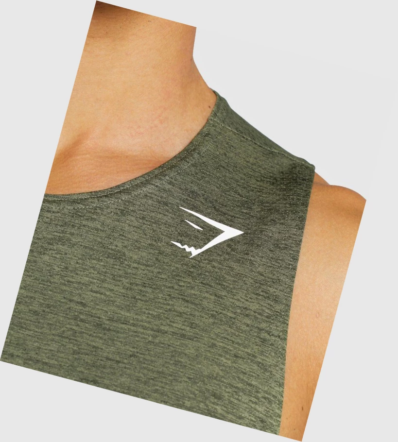 Gymshark Arrival Slim Marl Singlet Herre Olivengrønne Olivengrønne | KEWZNQ038