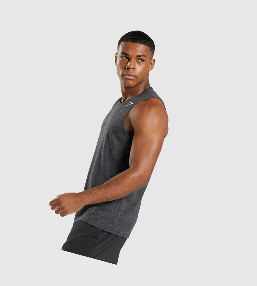 Gymshark Arrival Slim Marl Singlet Herre Svarte Svarte Grå | NIDHTJ346