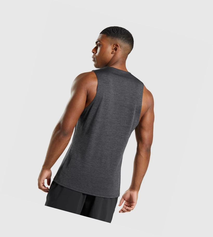 Gymshark Arrival Slim Marl Singlet Herre Svarte Svarte Grå | NIDHTJ346