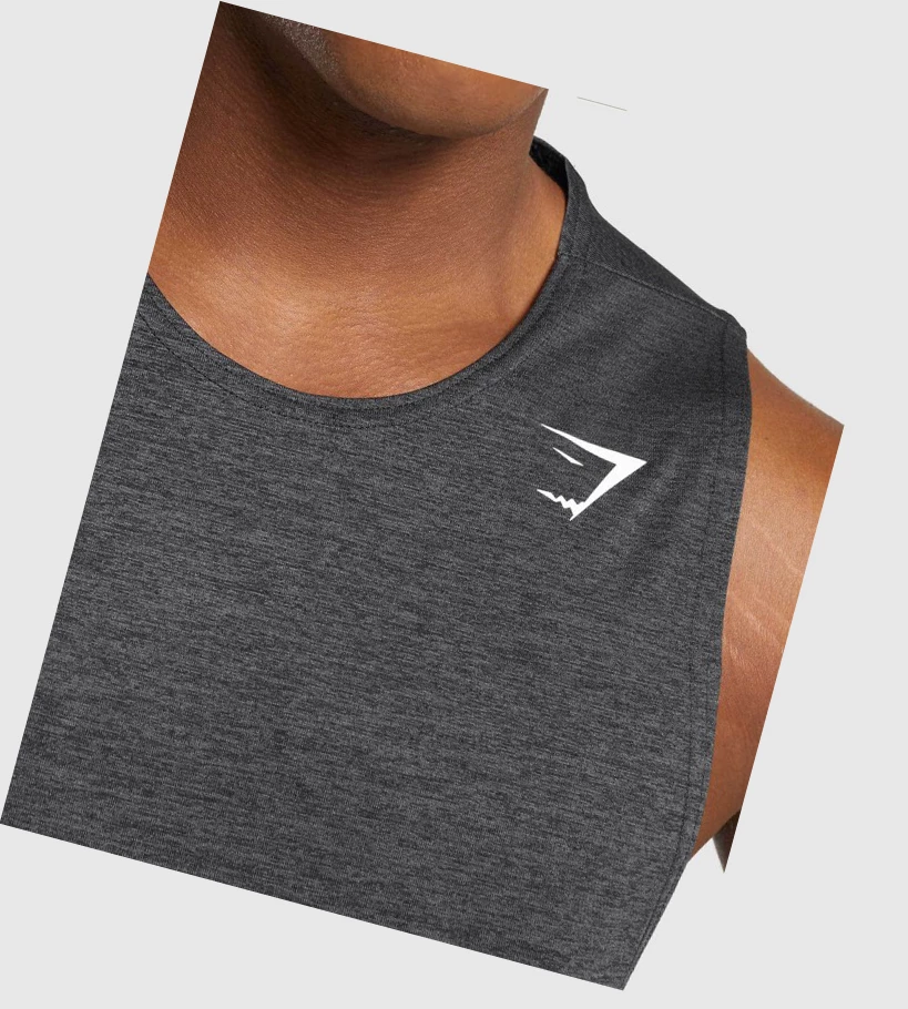 Gymshark Arrival Slim Marl Singlet Herre Svarte Svarte Grå | NIDHTJ346