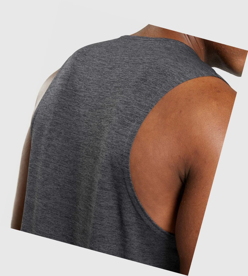 Gymshark Arrival Slim Marl Singlet Herre Svarte Svarte Grå | NIDHTJ346