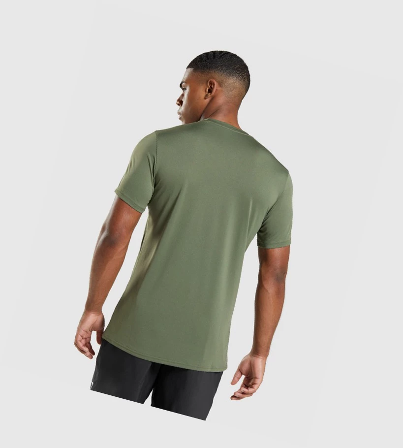 Gymshark Arrival T-skjorte Herre Olivengrønne | QACTEH761