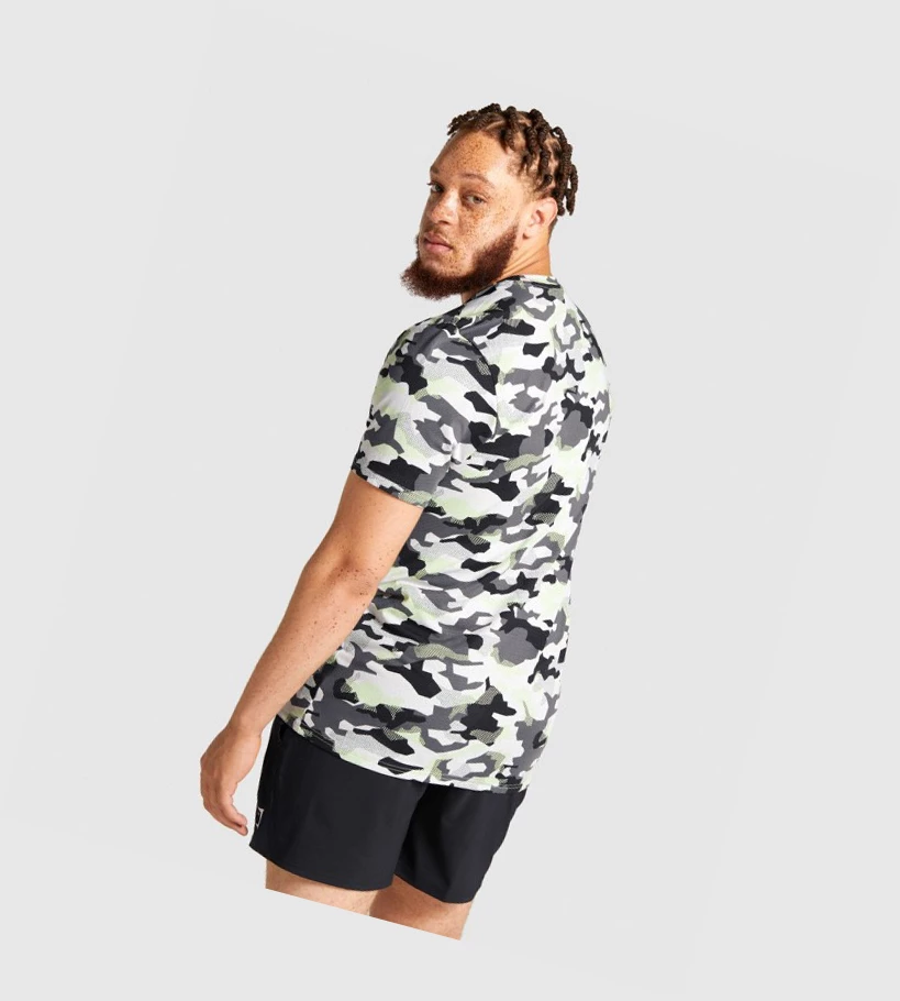 Gymshark Arrival T-skjorte Herre Svarte Grønn Camouflage | CBJGXN409