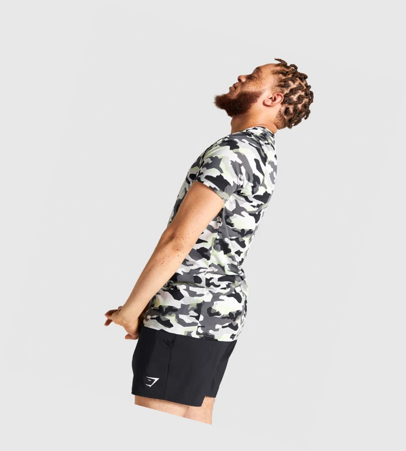 Gymshark Arrival T-skjorte Herre Svarte Grønn Camouflage | CBJGXN409