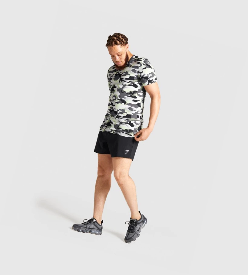 Gymshark Arrival T-skjorte Herre Svarte Grønn Camouflage | CBJGXN409