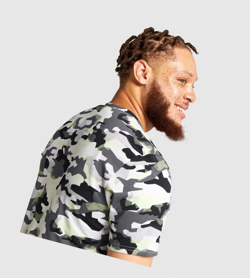 Gymshark Arrival T-skjorte Herre Svarte Grønn Camouflage | CBJGXN409