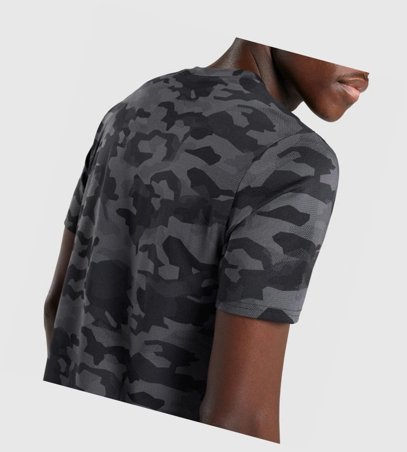 Gymshark Arrival T-skjorte Herre Svarte Grå Camouflage | ZROSHA729