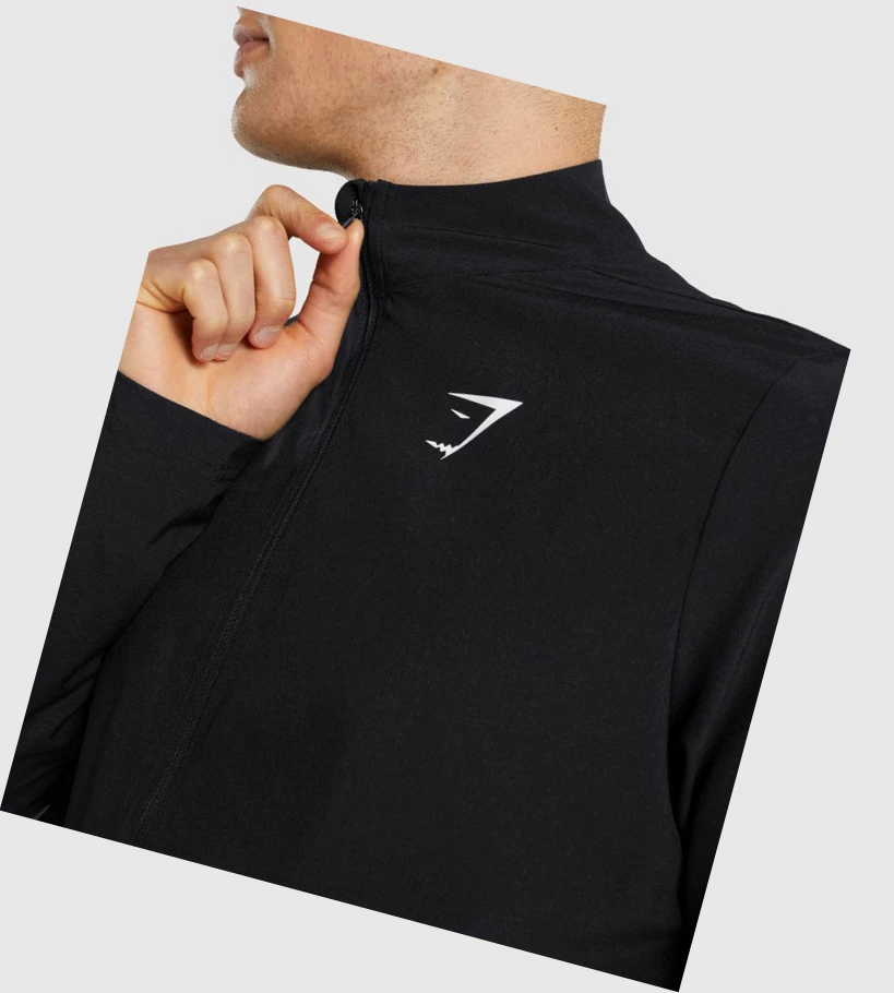 Gymshark Arrival Woven Full Zip Jacket Klær Herre Svarte | PZVRGL105