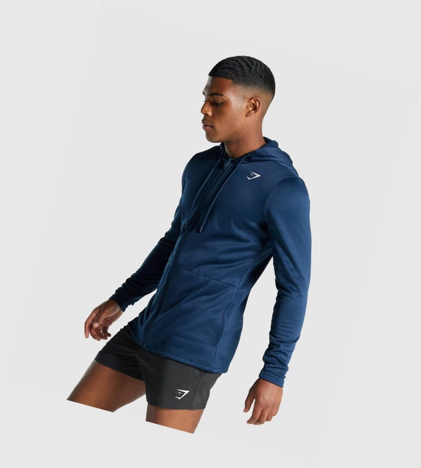 Gymshark Arrival Zip Up Klær Herre Marineblå | ESRBQL974