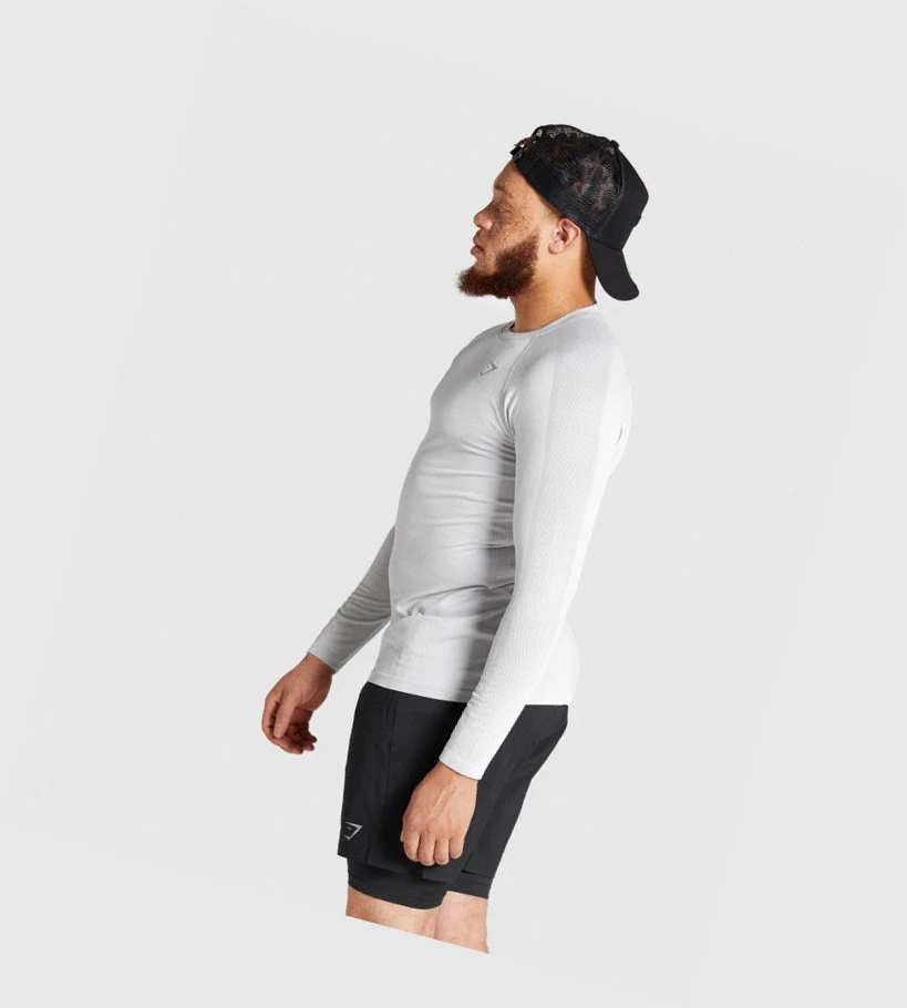 Gymshark Aspect Lette Seamless T-skjorte Herre Lyse Grå | CJNMPG104