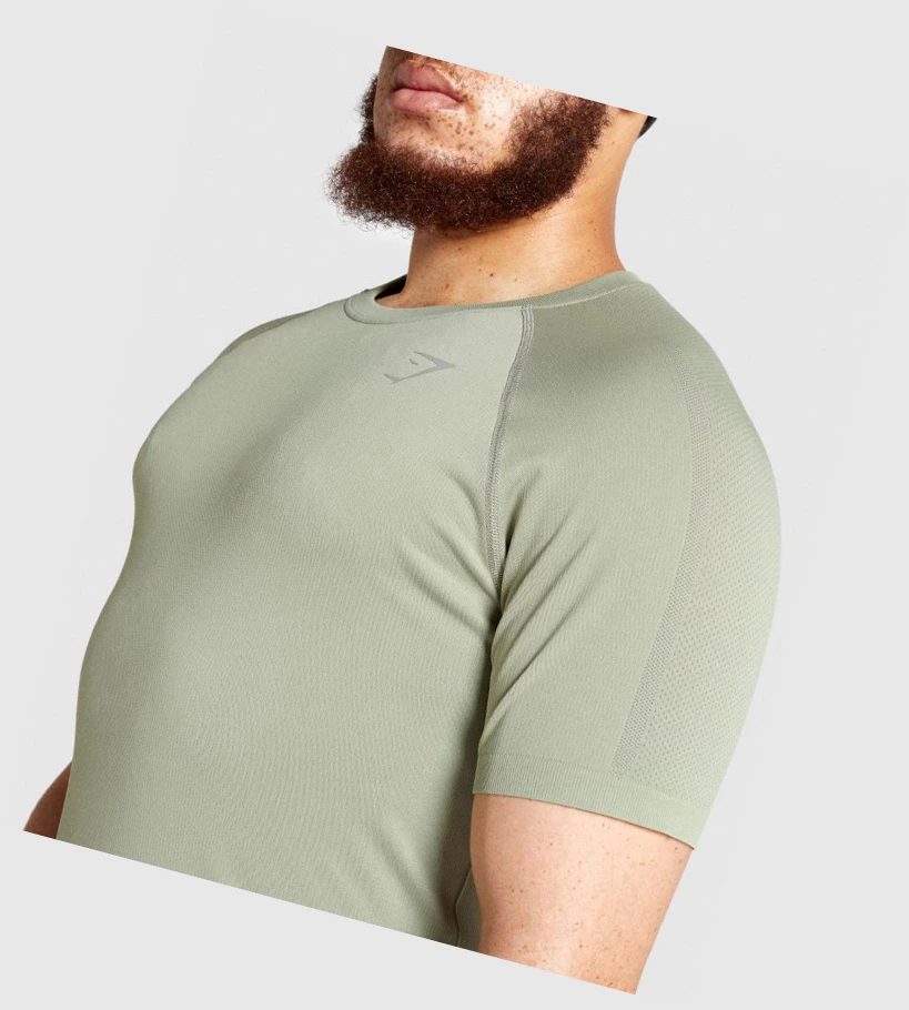 Gymshark Aspect Lette Seamless T-skjorte Herre Lyse Grønn | PZOQHJ013