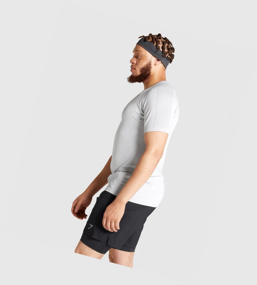 Gymshark Aspect Lette Seamless T-skjorte Herre Lyse Grå | STJWCN175