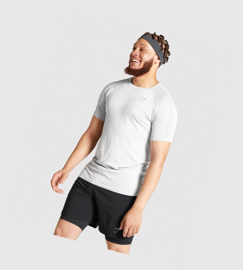 Gymshark Aspect Lette Seamless T-skjorte Herre Lyse Grå | STJWCN175