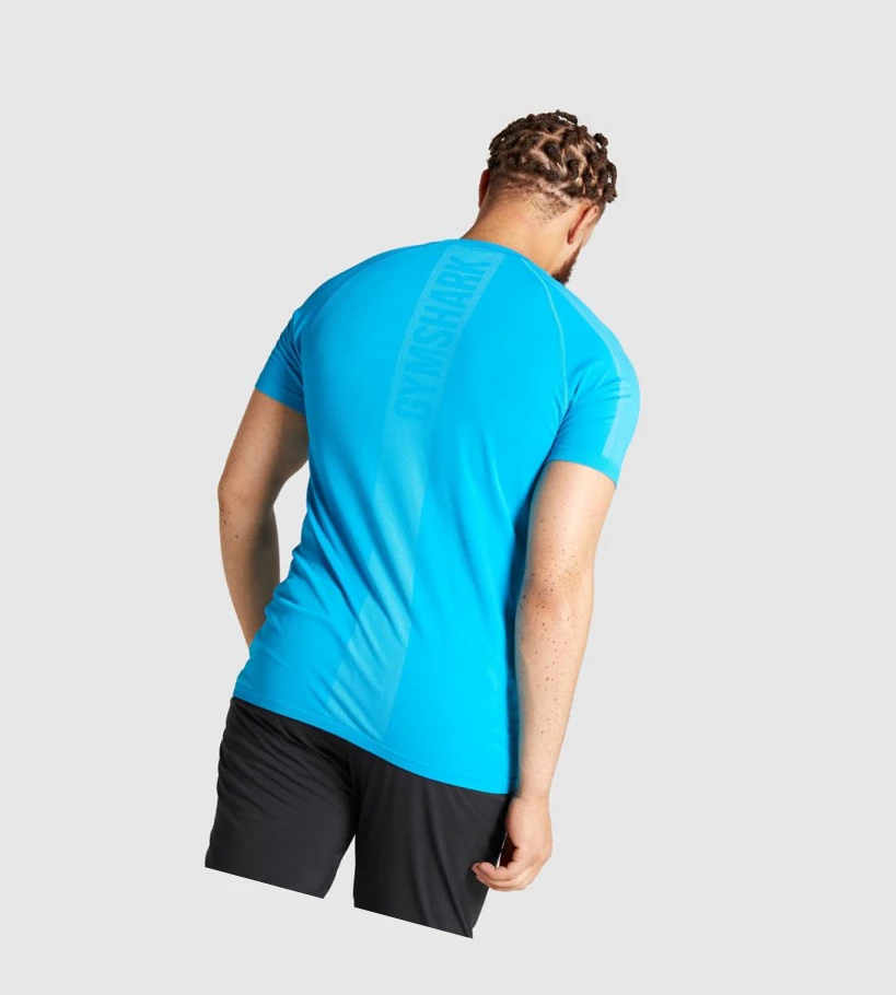 Gymshark Aspect Lette Seamless T-skjorte Herre Blå | ZHSTDY081