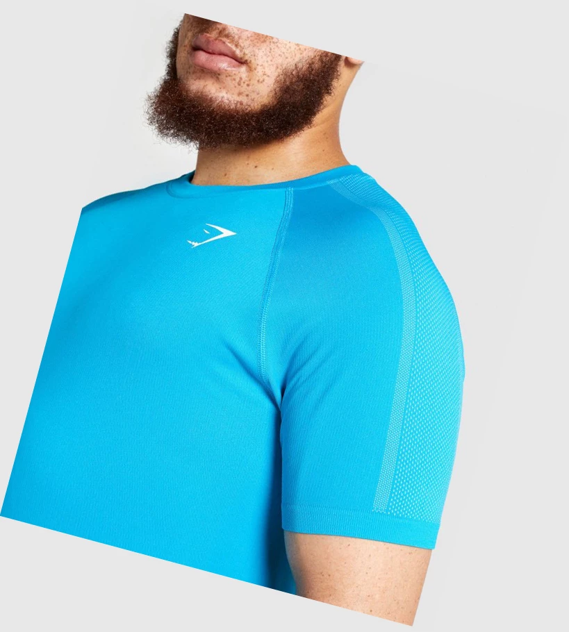 Gymshark Aspect Lette Seamless T-skjorte Herre Blå | ZHSTDY081