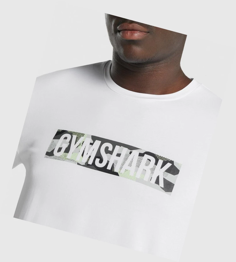 Gymshark Block Infill T-skjorte Herre Hvite | ZOGJLS185