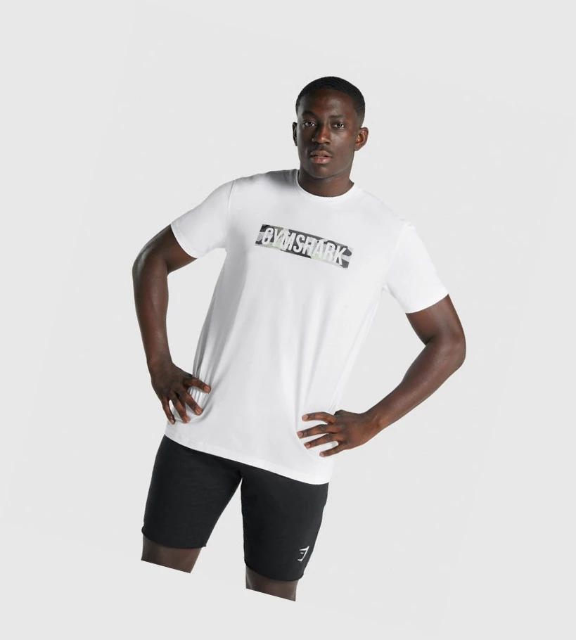 Gymshark Block Infill T-skjorte Herre Hvite | ZOGJLS185