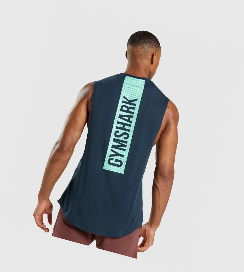 Gymshark Bold Drop Arm Singlet Herre Marineblå | MDHYAP850