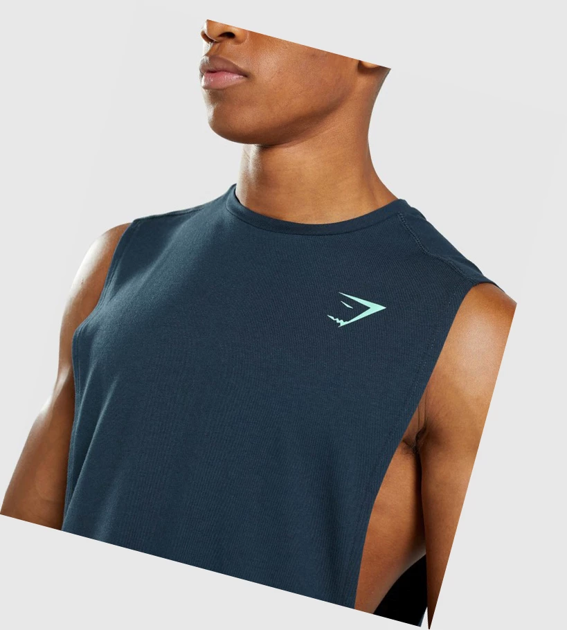 Gymshark Bold Drop Arm Singlet Herre Marineblå | MDHYAP850