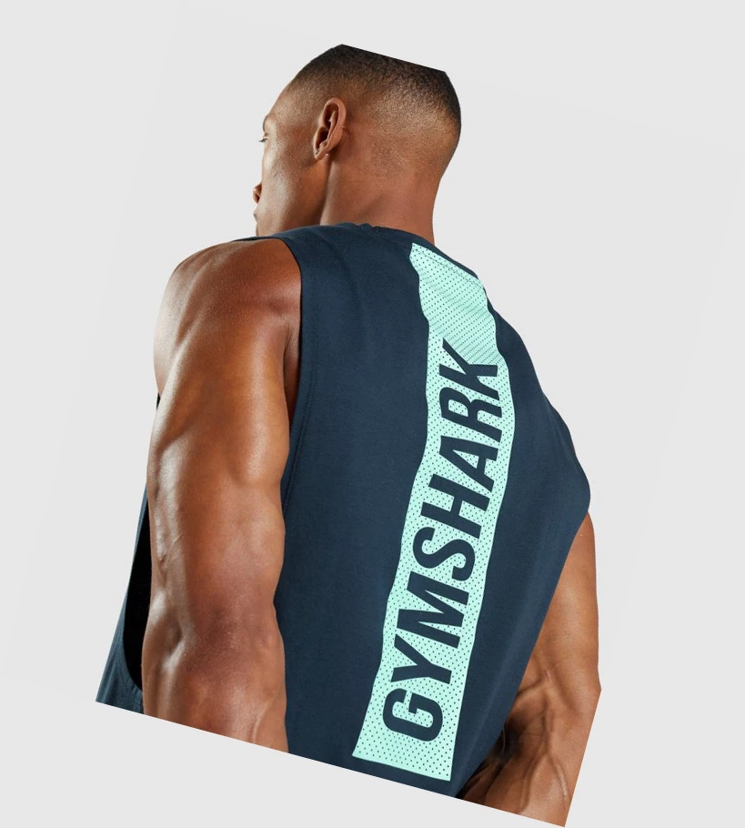 Gymshark Bold Drop Arm Singlet Herre Marineblå | MDHYAP850