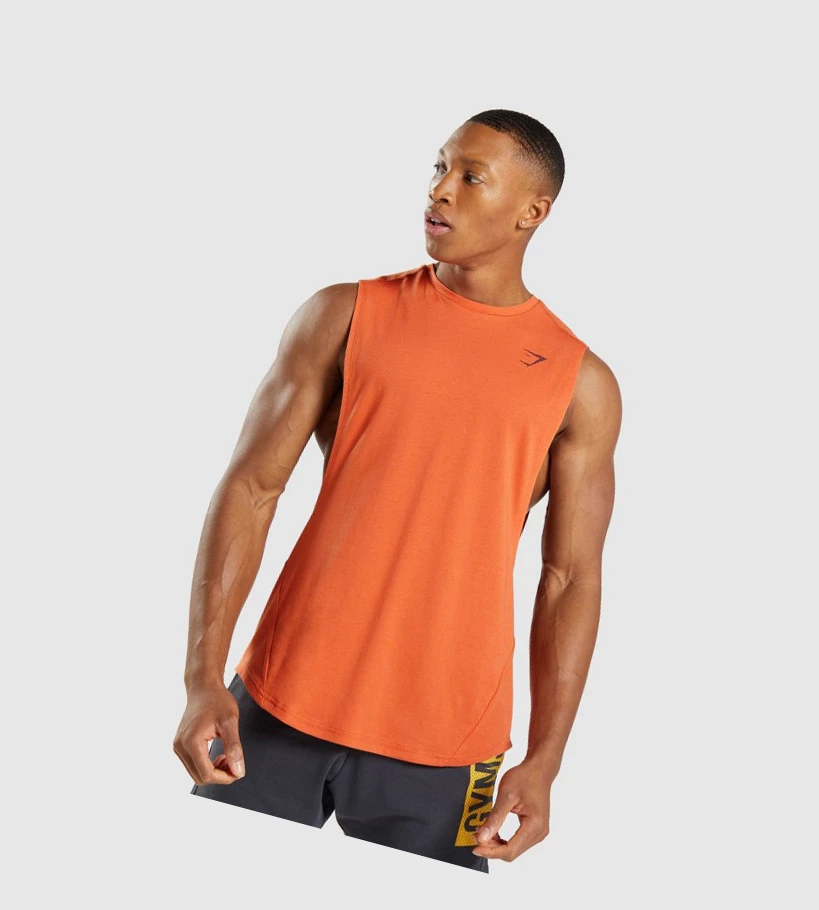 Gymshark Bold Drop Arm Singlet Herre Oransje | PYFNHJ718