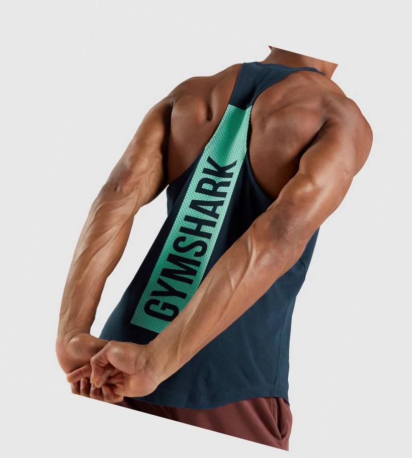 Gymshark Bold Singlet Herre Marineblå | GBDVLZ341