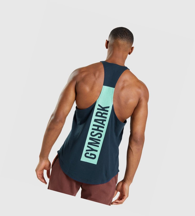 Gymshark Bold Singlet Herre Marineblå | GBDVLZ341