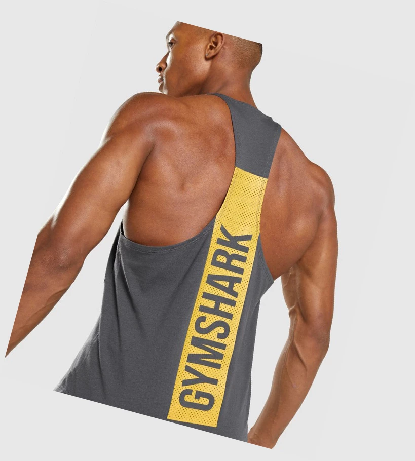 Gymshark Bold Singlet Herre Svarte Grå | DFJMZL427