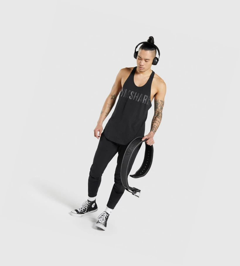 Gymshark Bold Singlet Herre Svarte Svarte | TPMFOS794