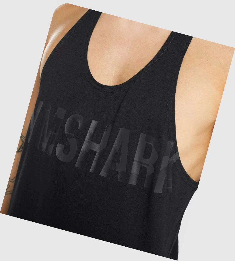 Gymshark Bold Singlet Herre Svarte Svarte | TPMFOS794