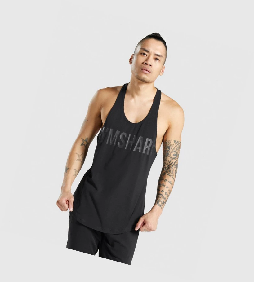 Gymshark Bold Singlet Herre Svarte Svarte | TPMFOS794