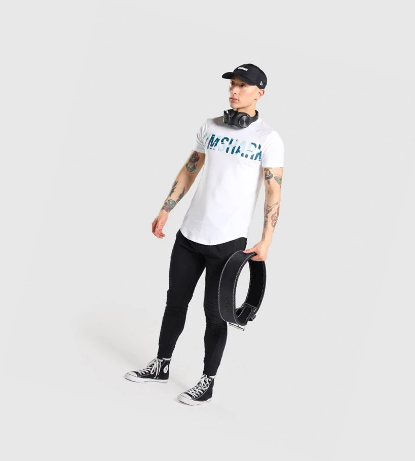 Gymshark Bold T-skjorte Herre Hvite Camouflage | IHJOWZ952