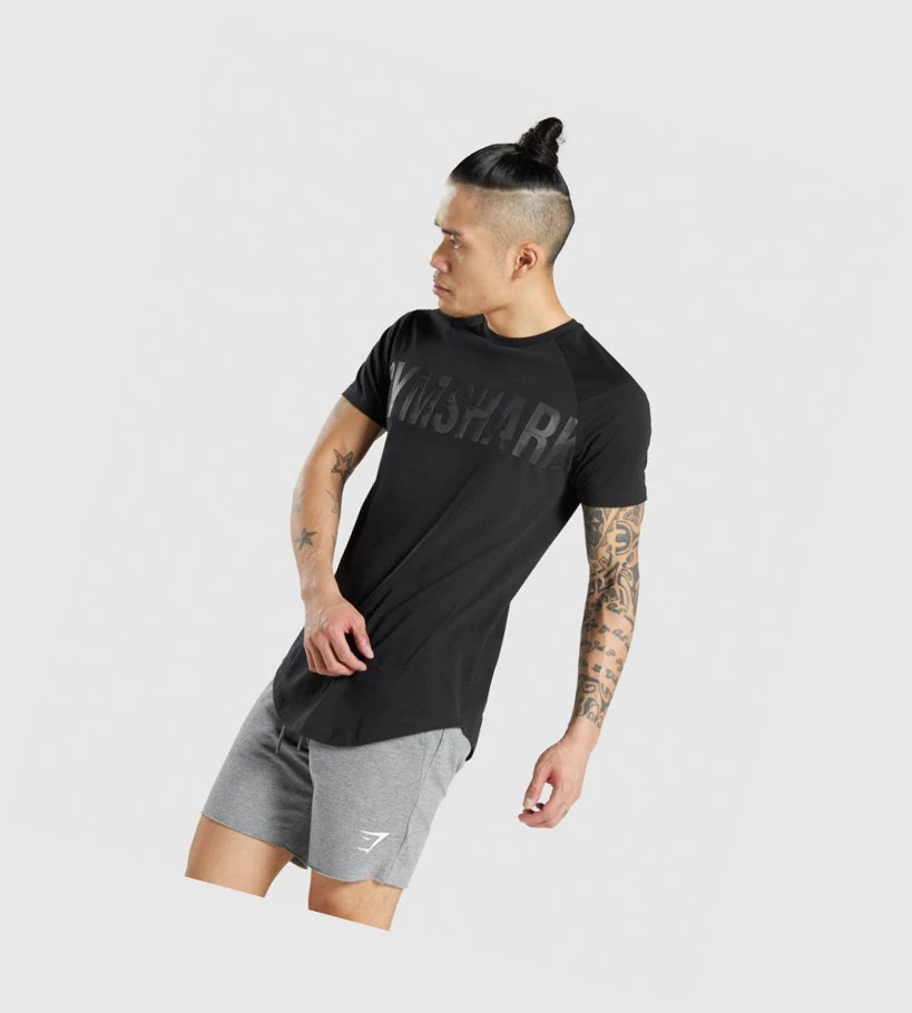 Gymshark Bold T-skjorte Herre Svarte Svarte | LDJQFP910