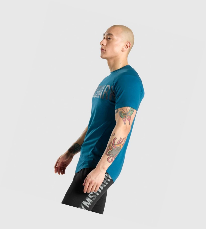 Gymshark Bold T-skjorte Herre Turkis Camouflage | JONVYI065