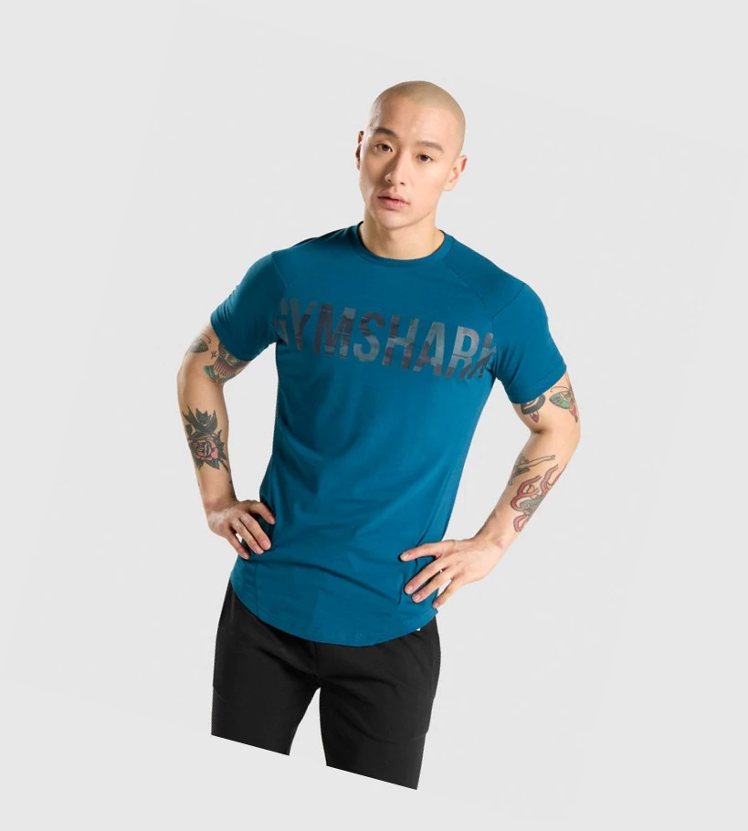 Gymshark Bold T-skjorte Herre Turkis Camouflage | JONVYI065