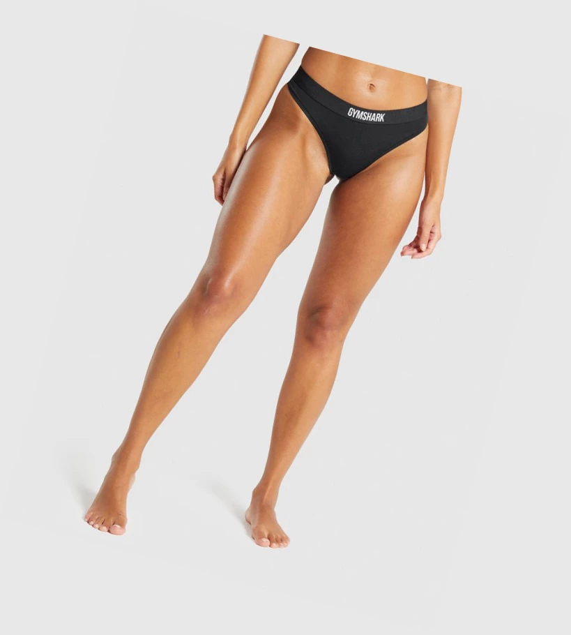 Gymshark Bomull Thong Undertøy Dame Svarte | HWYVCI382