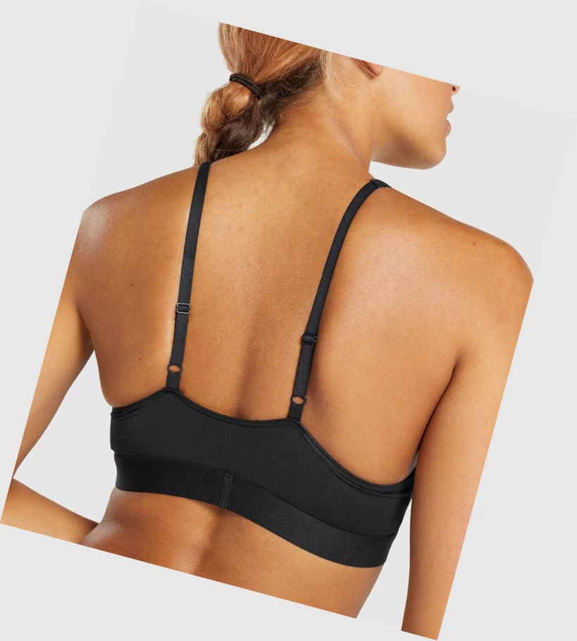 Gymshark Bomull Triangle Bralette Undertøy Dame Svarte | HXGVNS349