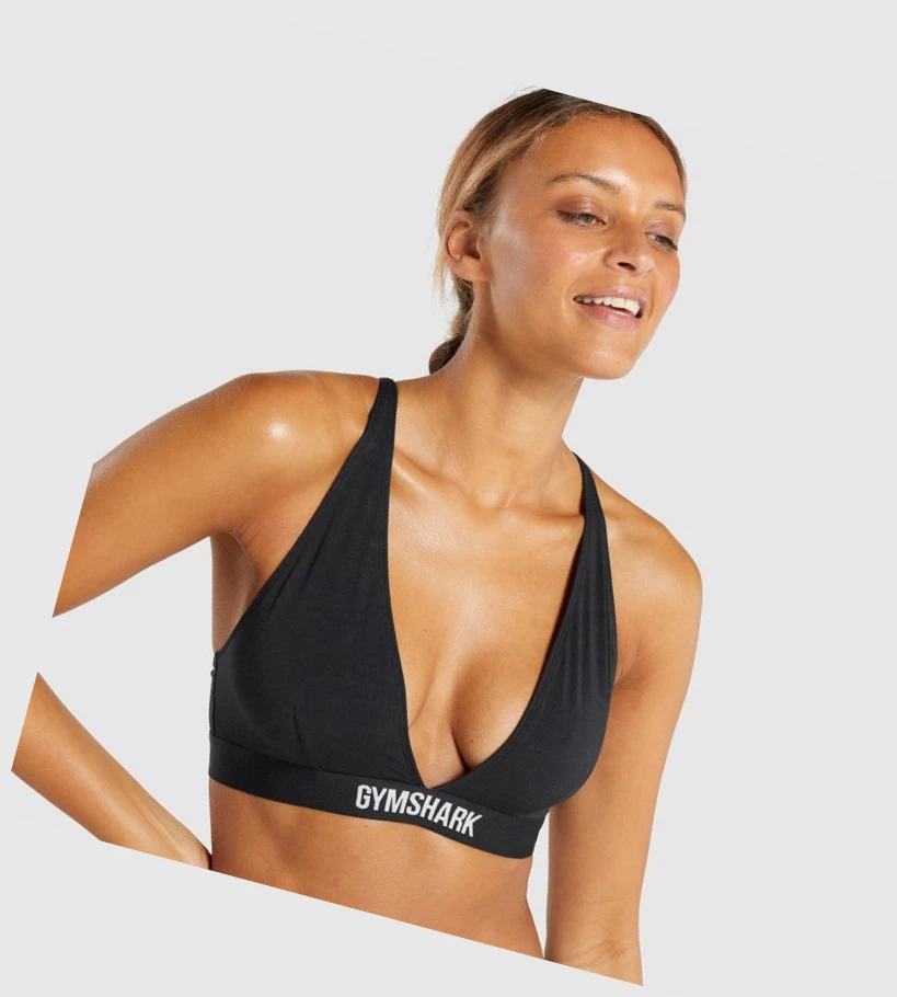 Gymshark Bomull Triangle Bralette Undertøy Dame Svarte | HXGVNS349