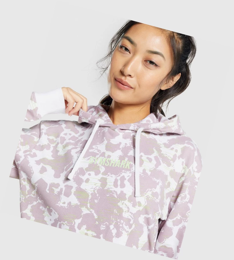 Gymshark Camo Grafiske Oversized Klær Dame Hvite Lilla | KOXTIU861