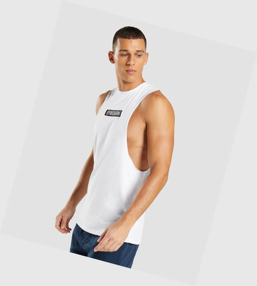 Gymshark Central Drop Arm Singlet Herre Hvite | JHIYUR326