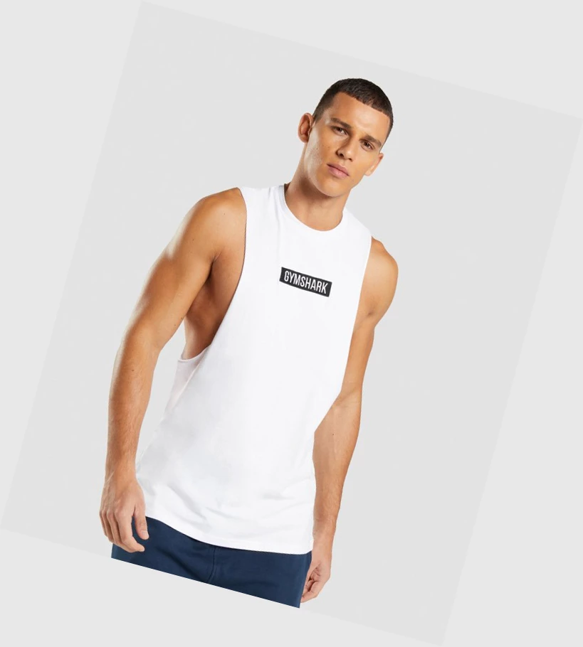 Gymshark Central Drop Arm Singlet Herre Hvite | JHIYUR326