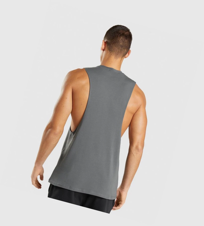 Gymshark Central Drop Arm Singlet Herre Grå | XJAFGR379