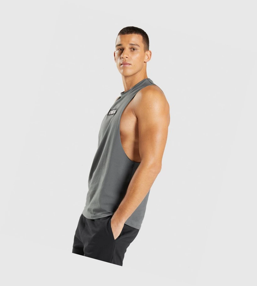 Gymshark Central Drop Arm Singlet Herre Grå | XJAFGR379