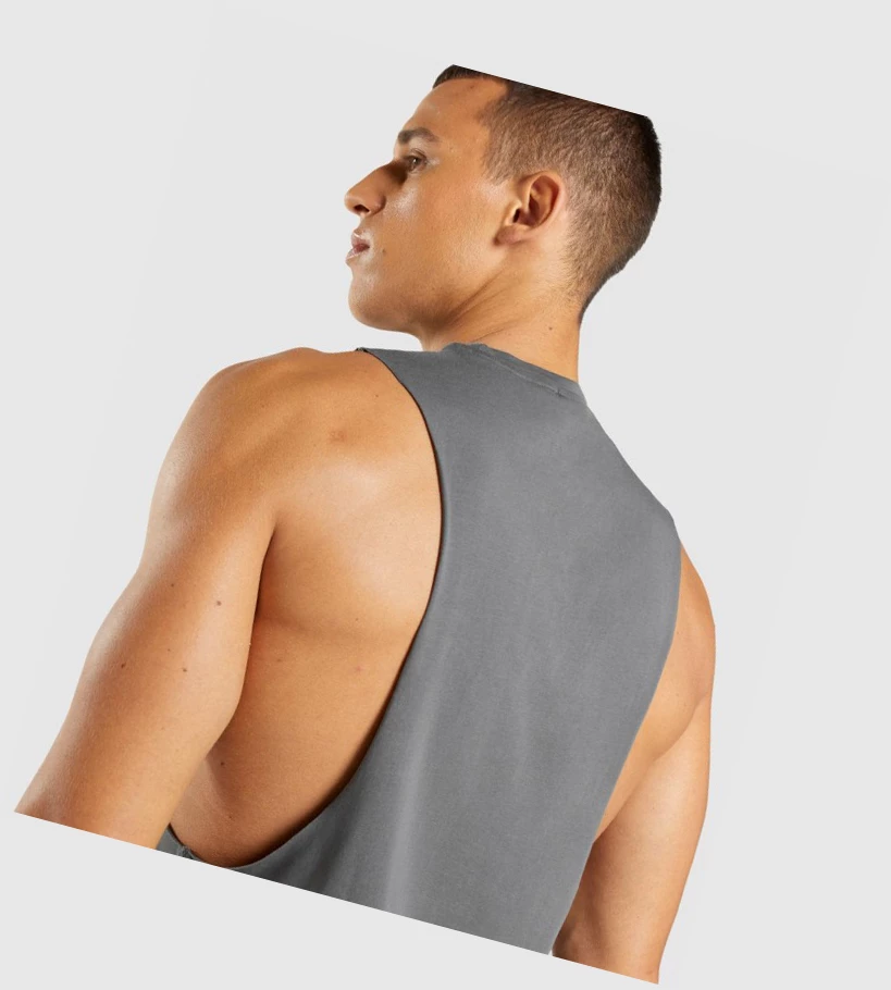 Gymshark Central Drop Arm Singlet Herre Grå | XJAFGR379