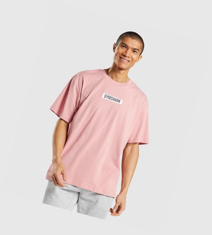 Gymshark Central Oversized T-skjorte Herre Rosa | ZCIJSP602